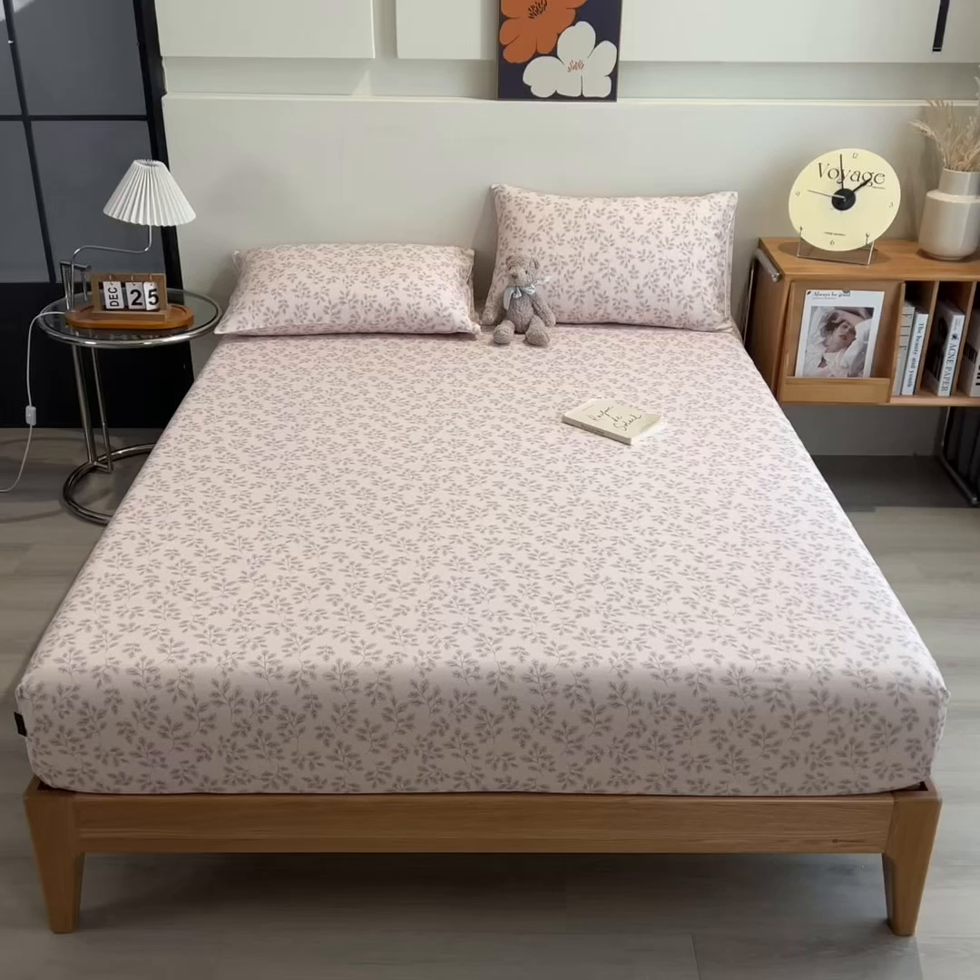 91家纺网 家纺一手货源 找家纺 芃成家纺 2026春夏新款全棉纯棉加厚老粗布单床笠床笠单件床笠三件套 漫枝影