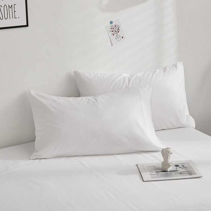 91家纺网 家纺一手货源 找家纺 啊雅家居 2025新款ins简约学生宿舍双拼纯色磨毛四件套可订制logo 白色