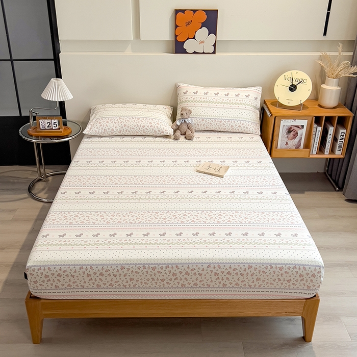 91家纺网 家纺一手货源 找家纺 芃成家纺 2026春夏新款全棉纯棉加厚老粗布单床笠床笠单件床笠三件套 萌萌木马