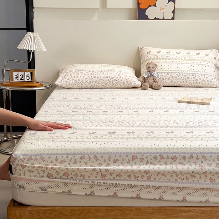 91家纺网 家纺一手货源 找家纺 芃成家纺 2026春夏新款全棉纯棉加厚老粗布单床笠床笠单件床笠三件套 萌萌木马