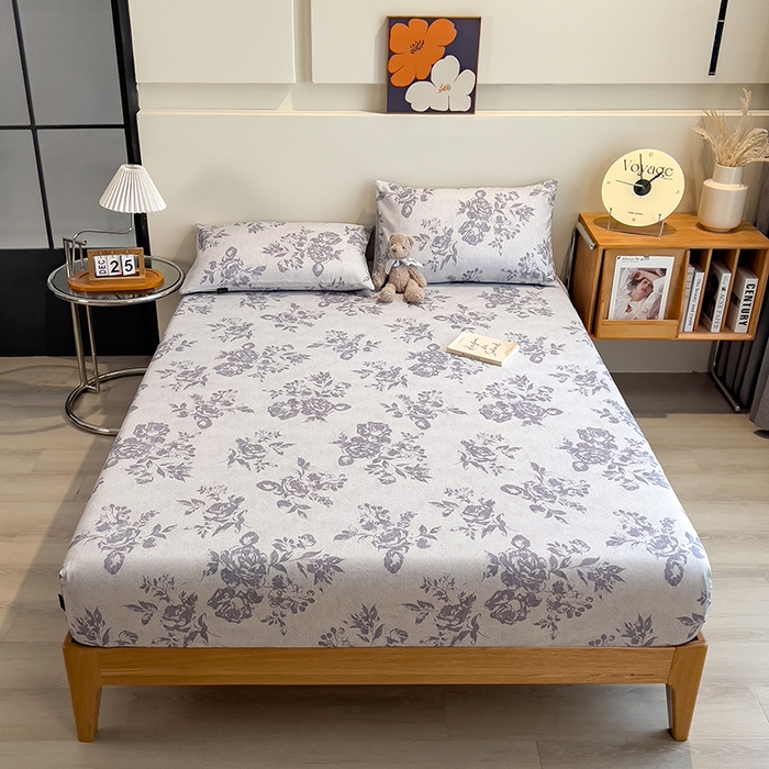 91家纺网 家纺一手货源 找家纺 芃成家纺 2026春夏新款全棉纯棉加厚老粗布单床笠床笠单件床笠三件套 水墨花香