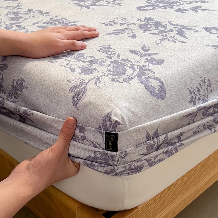 91家纺网 家纺一手货源 找家纺 芃成家纺 2026春夏新款全棉纯棉加厚老粗布单床笠床笠单件床笠三件套 水墨花香