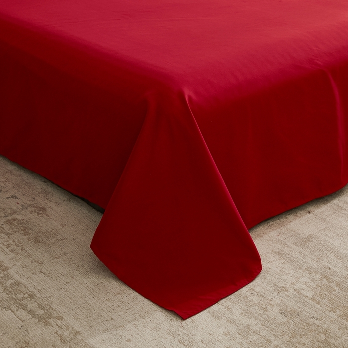 91家纺网 家纺一手货源 找家纺 啊雅家居 2025新款ins简约学生宿舍双拼纯色磨毛四件套可订制logo 红色