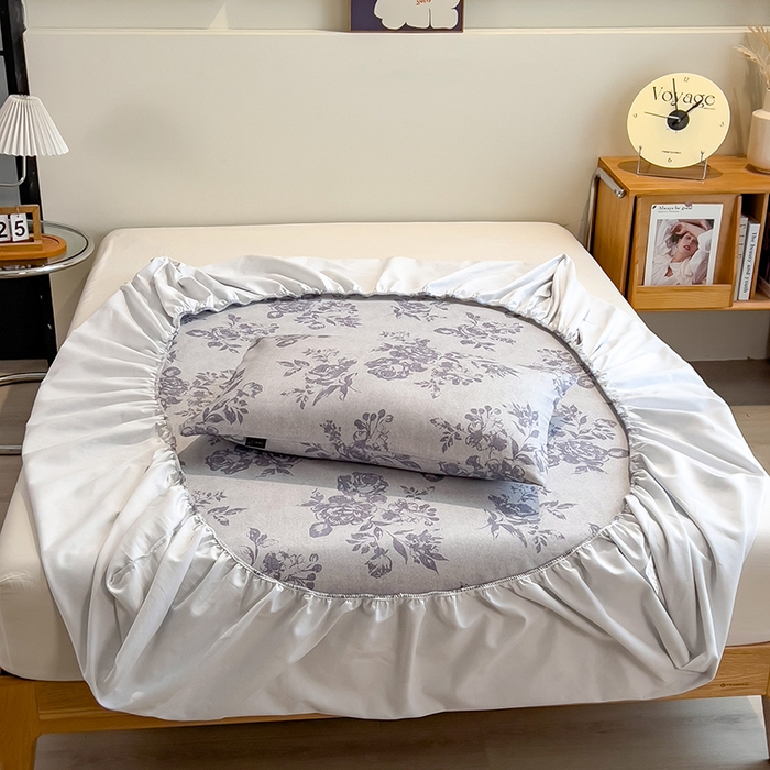 91家纺网 家纺一手货源 找家纺 芃成家纺 2026春夏新款全棉纯棉加厚老粗布单床笠床笠单件床笠三件套 水墨花香