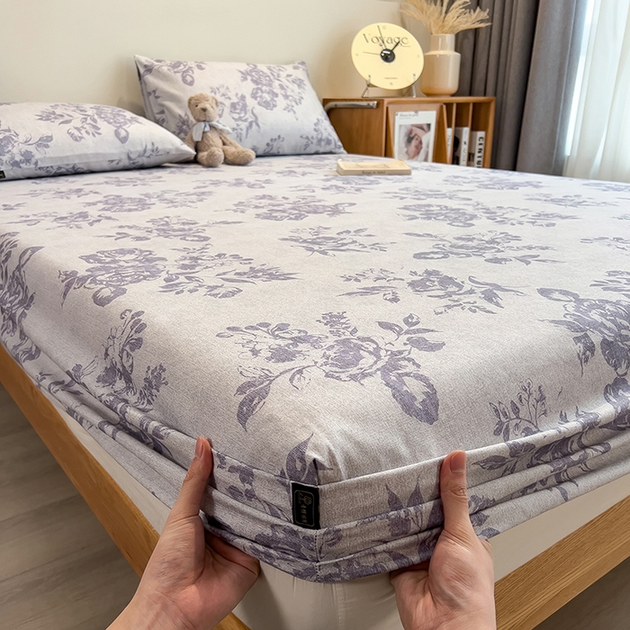 91家纺网 家纺一手货源 找家纺 芃成家纺 2026春夏新款全棉纯棉加厚老粗布单床笠床笠单件床笠三件套 水墨花香