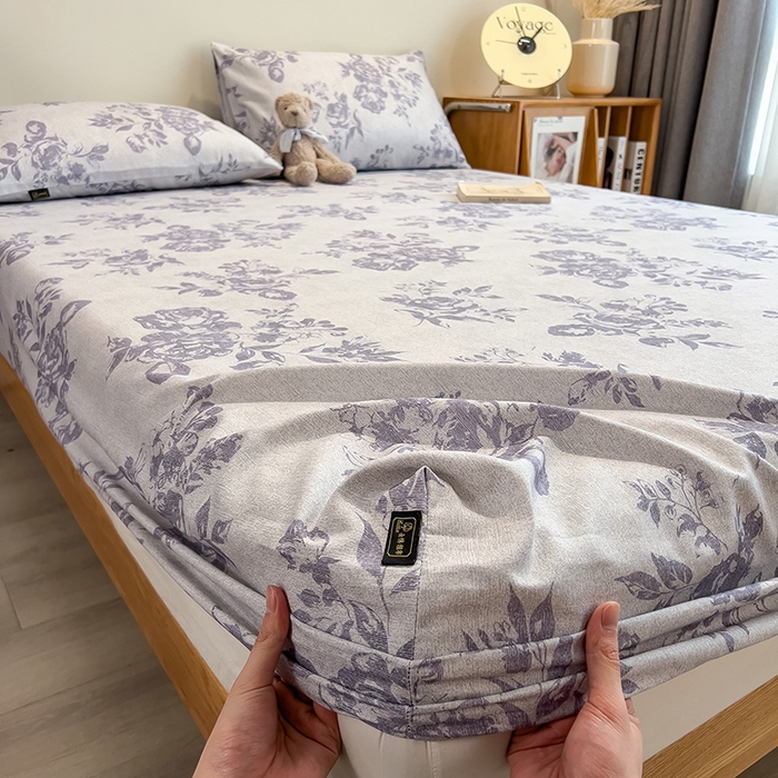 91家纺网 家纺一手货源 找家纺 芃成家纺 2026春夏新款全棉纯棉加厚老粗布单床笠床笠单件床笠三件套 水墨花香