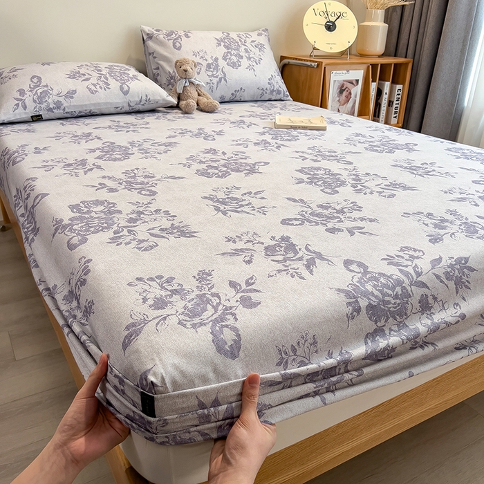 91家纺网 家纺一手货源 找家纺 芃成家纺 2026春夏新款全棉纯棉加厚老粗布单床笠床笠单件床笠三件套 水墨花香