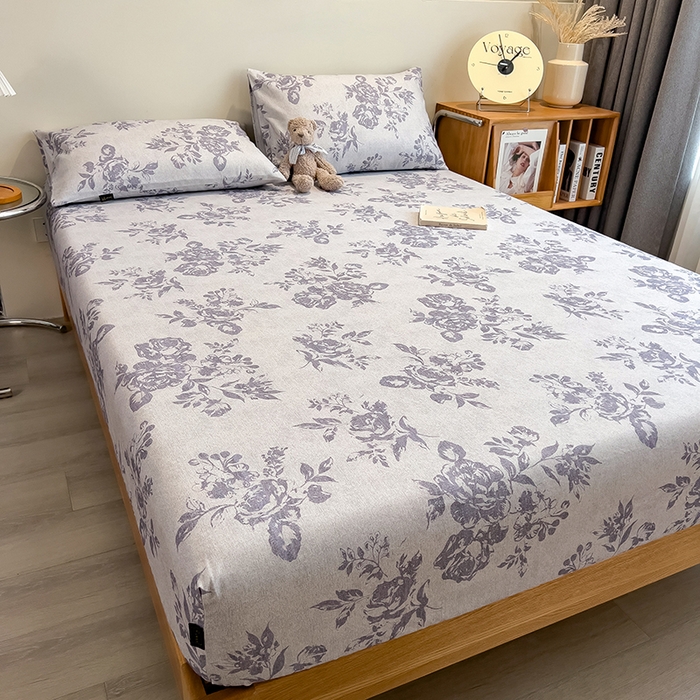 91家纺网 家纺一手货源 找家纺 芃成家纺 2026春夏新款全棉纯棉加厚老粗布单床笠床笠单件床笠三件套 水墨花香