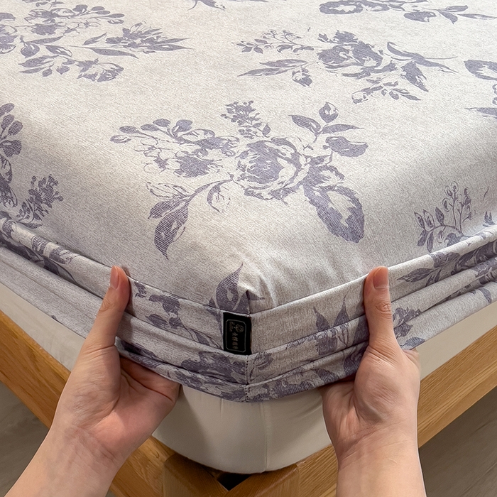 91家纺网 家纺一手货源 找家纺 芃成家纺 2026春夏新款全棉纯棉加厚老粗布单床笠床笠单件床笠三件套 水墨花香
