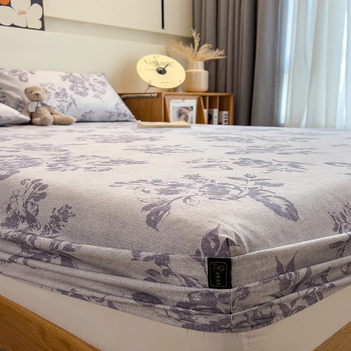 91家纺网 家纺一手货源 找家纺 芃成家纺 2026春夏新款全棉纯棉加厚老粗布单床笠床笠单件床笠三件套 水墨花香