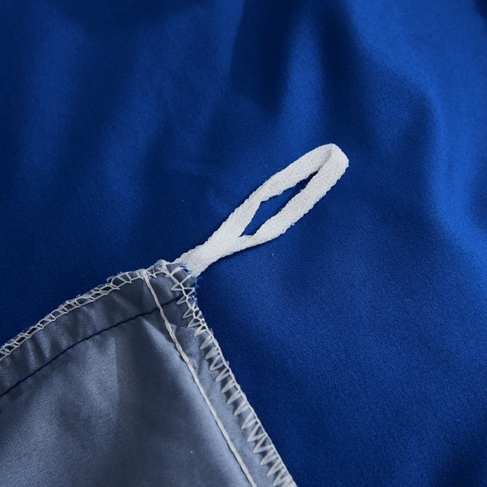 91家纺网 家纺一手货源 找家纺 啊雅家居 2025新款ins简约学生宿舍双拼纯色磨毛四件套可订制logo 克莱因蓝加浅蓝灰