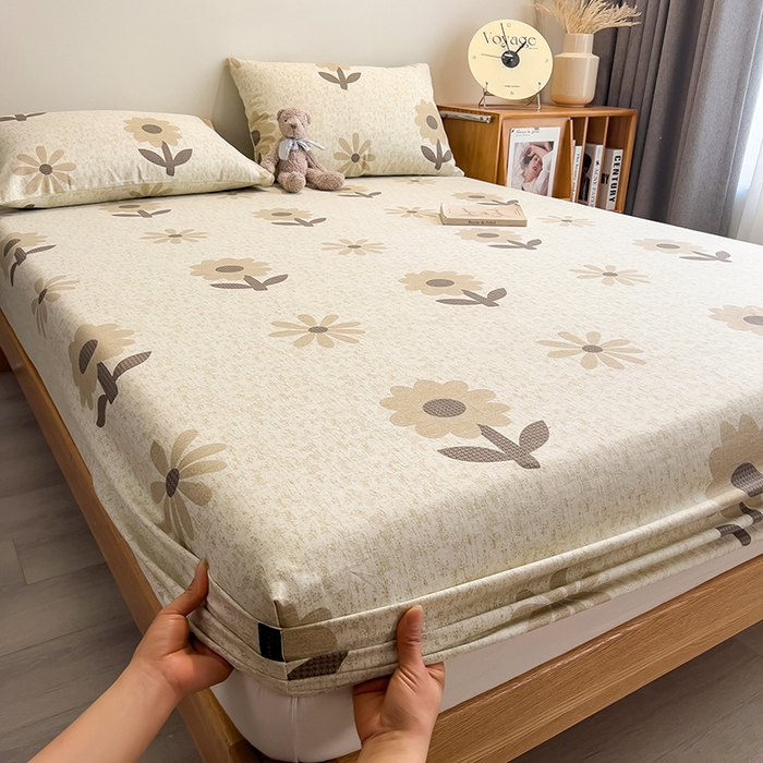 91家纺网 家纺一手货源 找家纺 芃成家纺 2026春夏新款全棉纯棉加厚老粗布单床笠床笠单件床笠三件套 太阳花