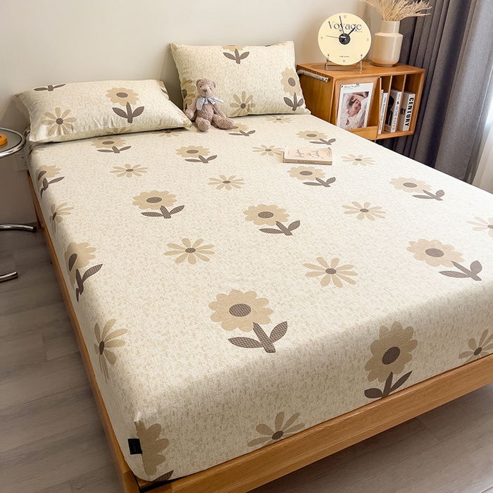 91家纺网 家纺一手货源 找家纺 芃成家纺 2026春夏新款全棉纯棉加厚老粗布单床笠床笠单件床笠三件套 太阳花