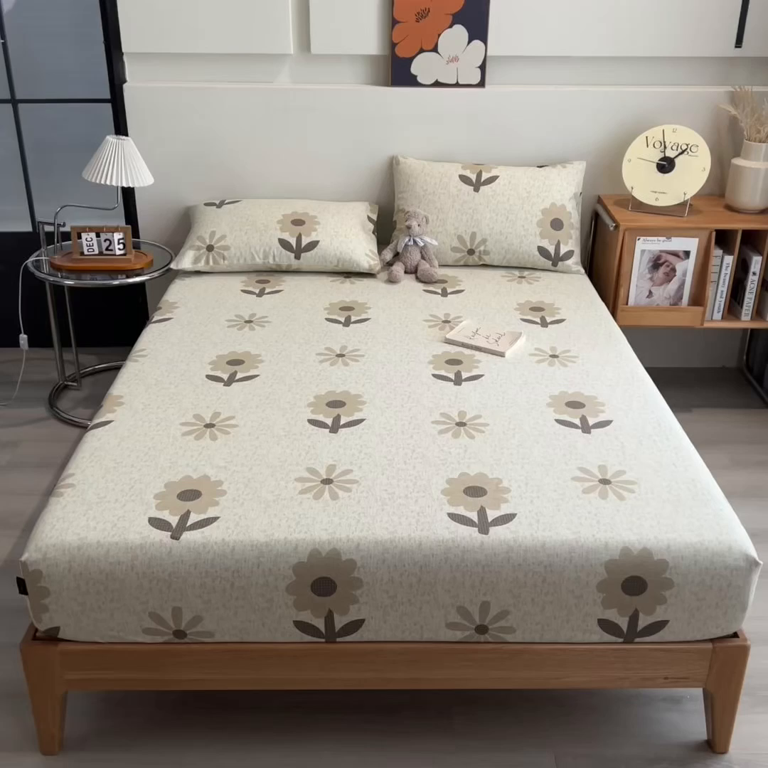 91家纺网 家纺一手货源 找家纺 芃成家纺 2026春夏新款全棉纯棉加厚老粗布单床笠床笠单件床笠三件套 太阳花