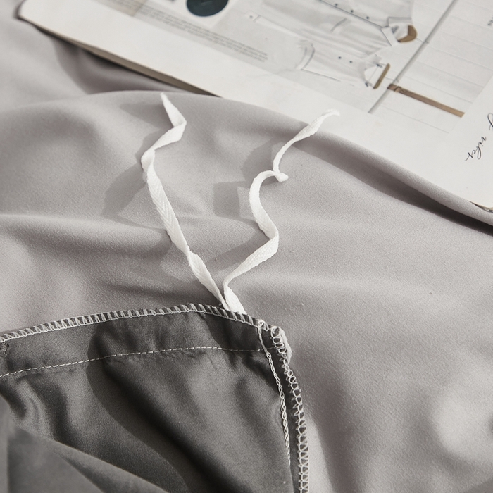 91家纺网 家纺一手货源 找家纺 啊雅家居 2025新款ins简约学生宿舍双拼纯色磨毛四件套可订制logo 浅灰加深灰