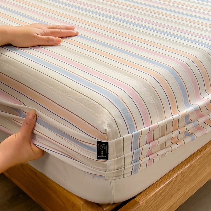 91家纺网 家纺一手货源 找家纺 芃成家纺 2026春夏新款全棉纯棉加厚老粗布单床笠床笠单件床笠三件套 五彩条