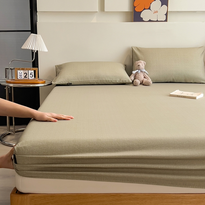 91家纺网 家纺一手货源 找家纺 芃成家纺 2026春夏新款全棉纯棉加厚老粗布单床笠床笠单件床笠三件套 雾青