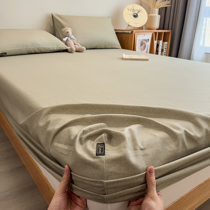 91家纺网 家纺一手货源 找家纺 芃成家纺 2026春夏新款全棉纯棉加厚老粗布单床笠床笠单件床笠三件套 雾青