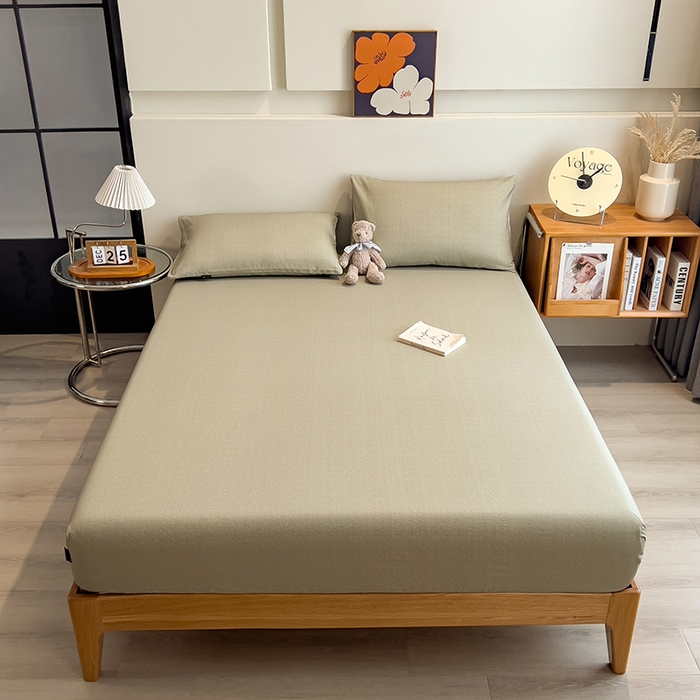 91家纺网 家纺一手货源 找家纺 芃成家纺 2026春夏新款全棉纯棉加厚老粗布单床笠床笠单件床笠三件套 雾青