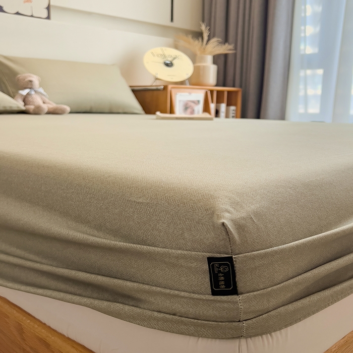 91家纺网 家纺一手货源 找家纺 芃成家纺 2026春夏新款全棉纯棉加厚老粗布单床笠床笠单件床笠三件套 雾青