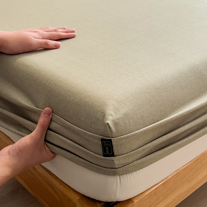 91家纺网 家纺一手货源 找家纺 芃成家纺 2026春夏新款全棉纯棉加厚老粗布单床笠床笠单件床笠三件套 雾青