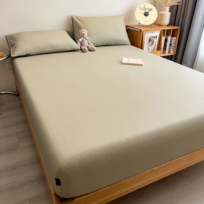 91家纺网 家纺一手货源 找家纺 芃成家纺 2026春夏新款全棉纯棉加厚老粗布单床笠床笠单件床笠三件套 雾青