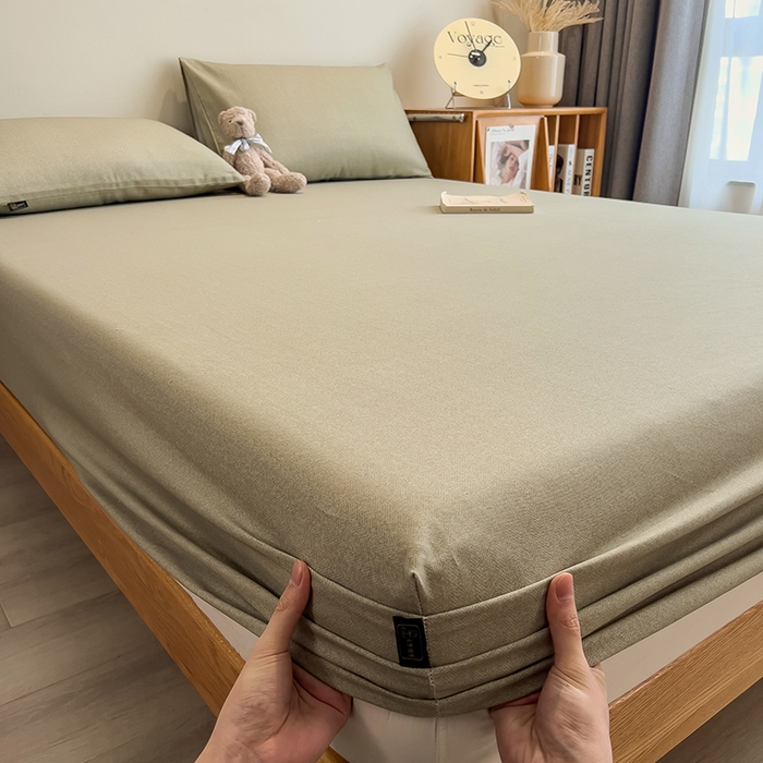 91家纺网 家纺一手货源 找家纺 芃成家纺 2026春夏新款全棉纯棉加厚老粗布单床笠床笠单件床笠三件套 雾青