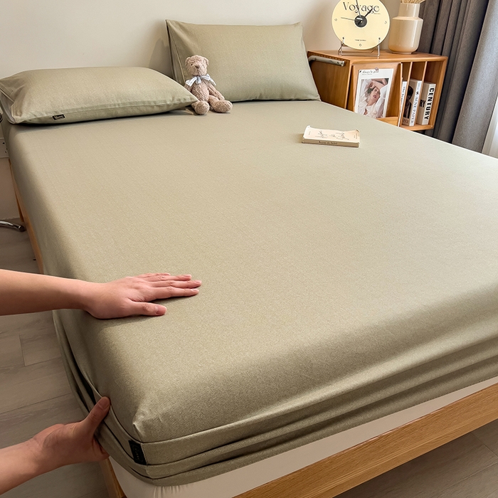 91家纺网 家纺一手货源 找家纺 芃成家纺 2026春夏新款全棉纯棉加厚老粗布单床笠床笠单件床笠三件套 雾青