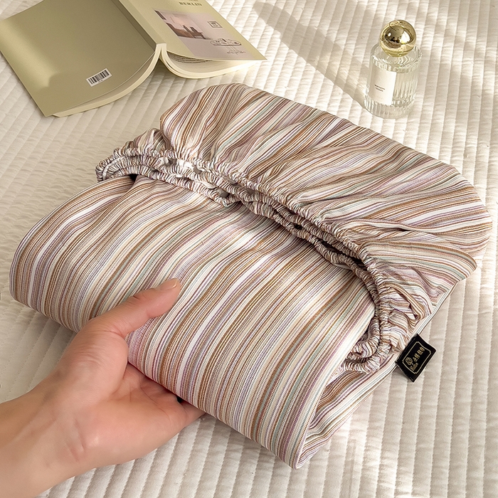 91家纺网 家纺一手货源 找家纺 芃成家纺 2026春夏新款全棉纯棉加厚老粗布单床笠床笠单件床笠三件套 星条纹-粉