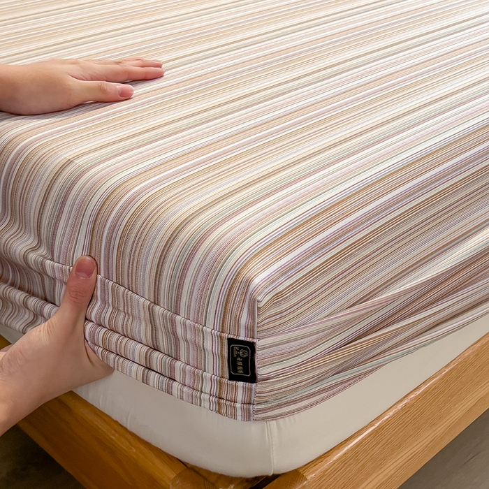 91家纺网 家纺一手货源 找家纺 芃成家纺 2026春夏新款全棉纯棉加厚老粗布单床笠床笠单件床笠三件套 星条纹-粉