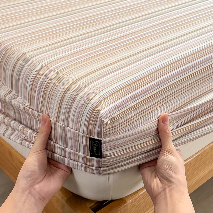 91家纺网 家纺一手货源 找家纺 芃成家纺 2026春夏新款全棉纯棉加厚老粗布单床笠床笠单件床笠三件套 星条纹-粉