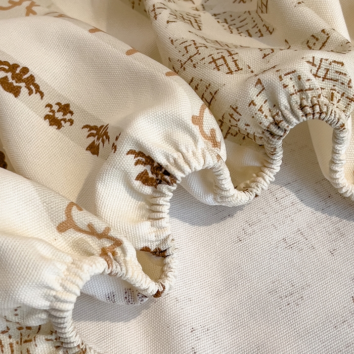 91家纺网 家纺一手货源 找家纺 芃成家纺 2026春夏新款全棉纯棉加厚老粗布单床笠床笠单件床笠三件套 杏影雅条