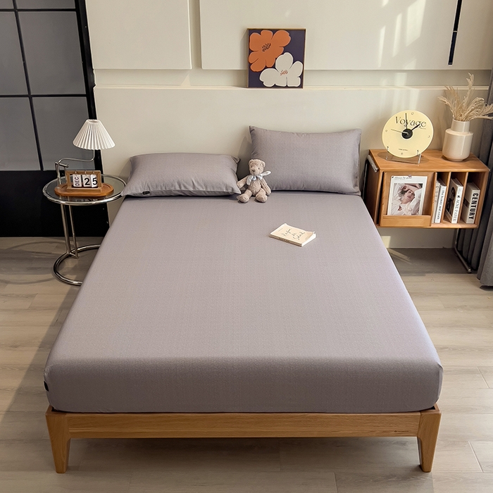 91家纺网 家纺一手货源 找家纺 芃成家纺 2026春夏新款全棉纯棉加厚老粗布单床笠床笠单件床笠三件套 云灰