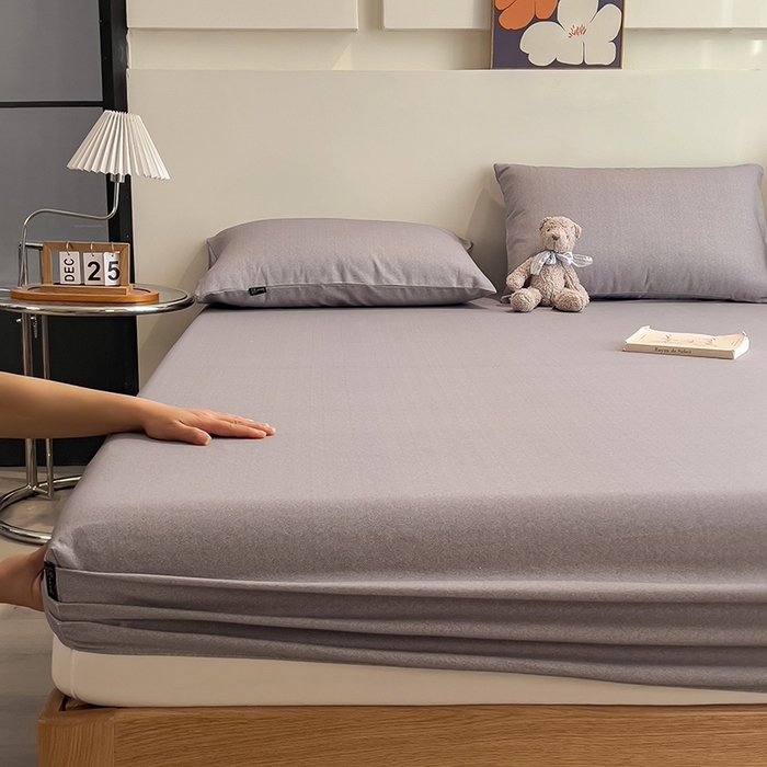 91家纺网 家纺一手货源 找家纺 芃成家纺 2026春夏新款全棉纯棉加厚老粗布单床笠床笠单件床笠三件套 云灰