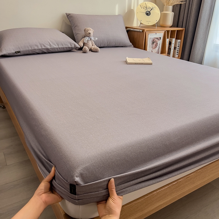 91家纺网 家纺一手货源 找家纺 芃成家纺 2026春夏新款全棉纯棉加厚老粗布单床笠床笠单件床笠三件套 云灰