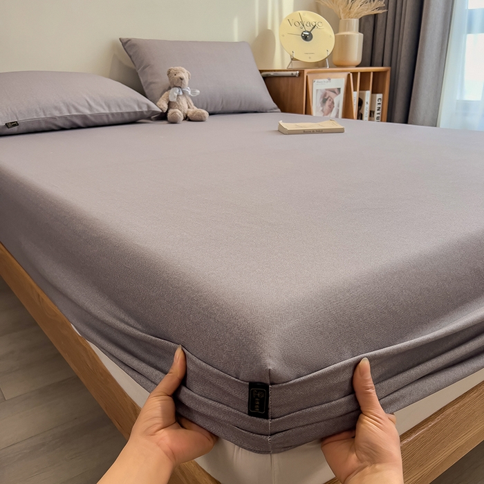 91家纺网 家纺一手货源 找家纺 芃成家纺 2026春夏新款全棉纯棉加厚老粗布单床笠床笠单件床笠三件套 云灰