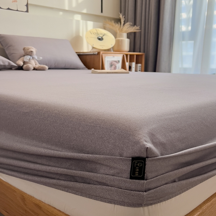 91家纺网 家纺一手货源 找家纺 芃成家纺 2026春夏新款全棉纯棉加厚老粗布单床笠床笠单件床笠三件套 云灰