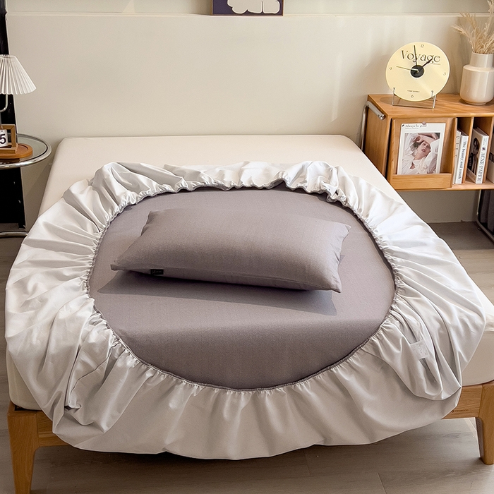 91家纺网 家纺一手货源 找家纺 芃成家纺 2026春夏新款全棉纯棉加厚老粗布单床笠床笠单件床笠三件套 云灰