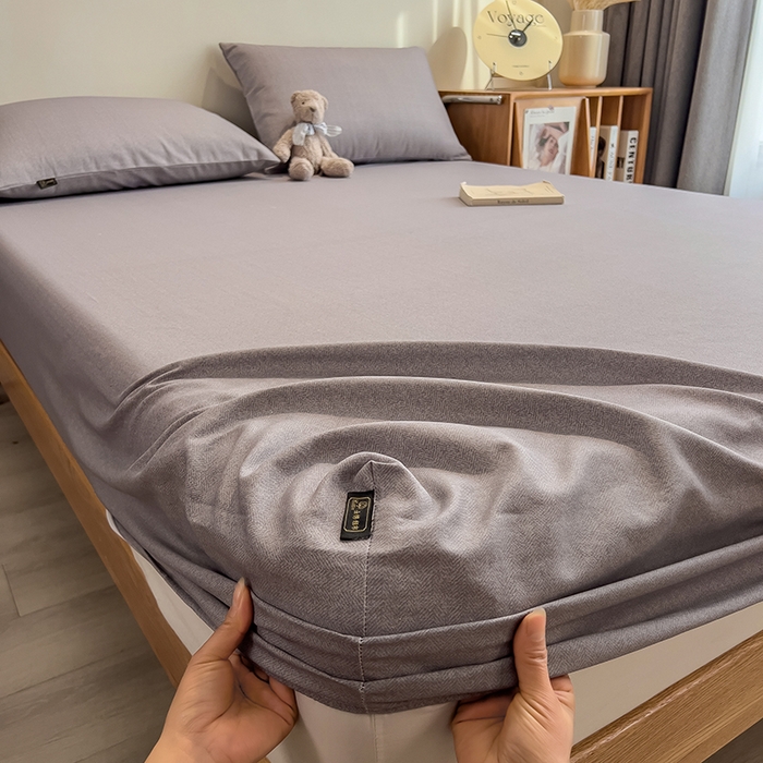 91家纺网 家纺一手货源 找家纺 芃成家纺 2026春夏新款全棉纯棉加厚老粗布单床笠床笠单件床笠三件套 云灰