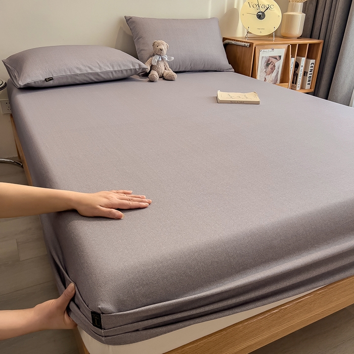 91家纺网 家纺一手货源 找家纺 芃成家纺 2026春夏新款全棉纯棉加厚老粗布单床笠床笠单件床笠三件套 云灰