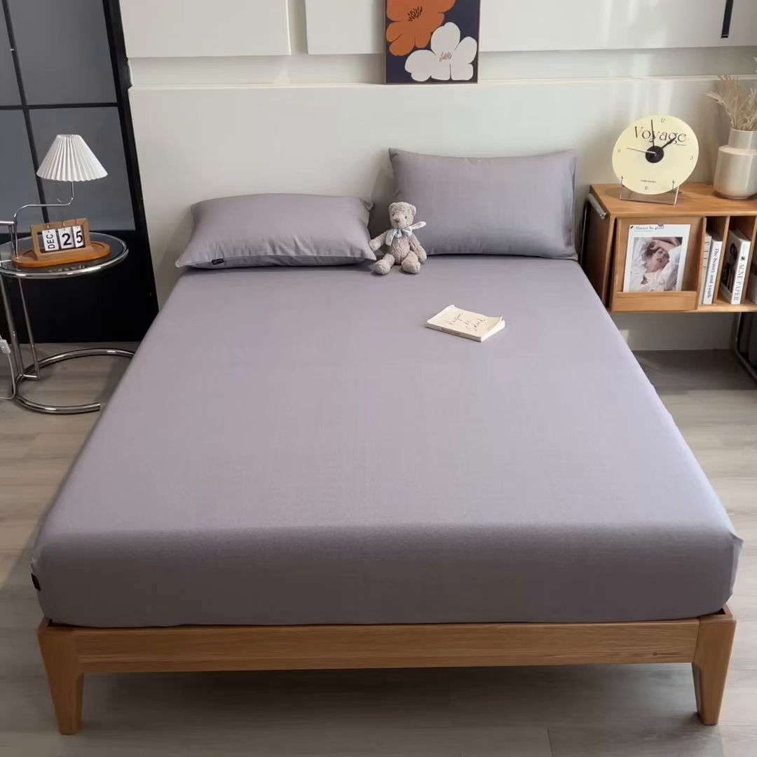 91家纺网 家纺一手货源 找家纺 芃成家纺 2026春夏新款全棉纯棉加厚老粗布单床笠床笠单件床笠三件套 云灰