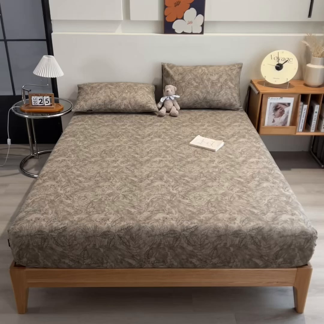 91家纺网 家纺一手货源 找家纺 芃成家纺 2026春夏新款全棉纯棉加厚老粗布单床笠床笠单件床笠三件套 云栖影