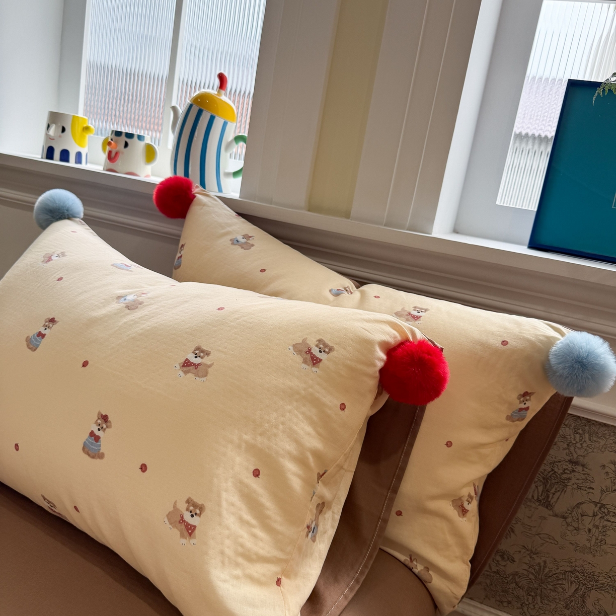 91家纺网 家纺一手货源 找家纺 （总）呗旺鹿 2026新款全棉纯棉毛巾绣球球双层纱四件套