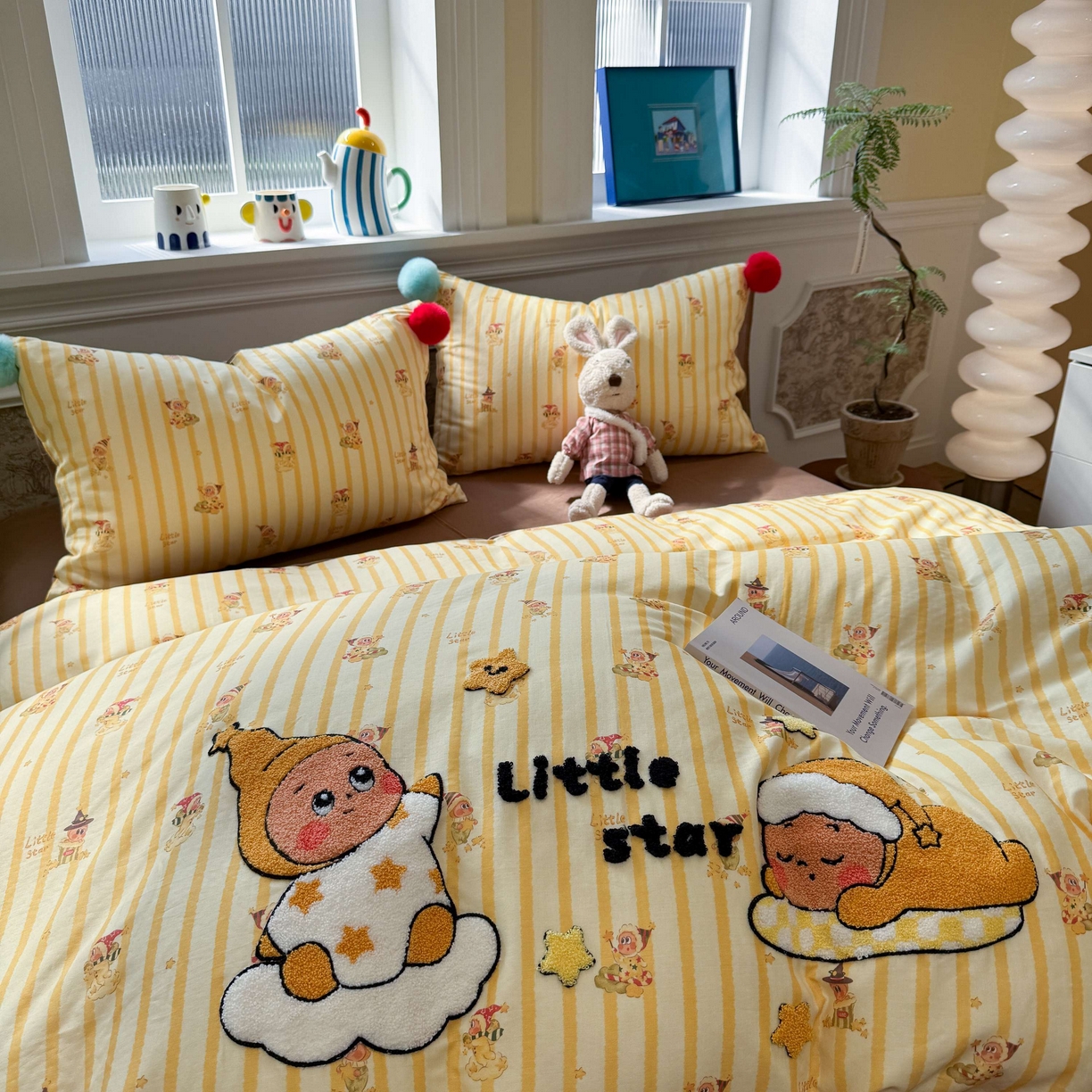 91家纺网 家纺一手货源 找家纺 （总）呗旺鹿 2026新款全棉纯棉毛巾绣球球双层纱四件套