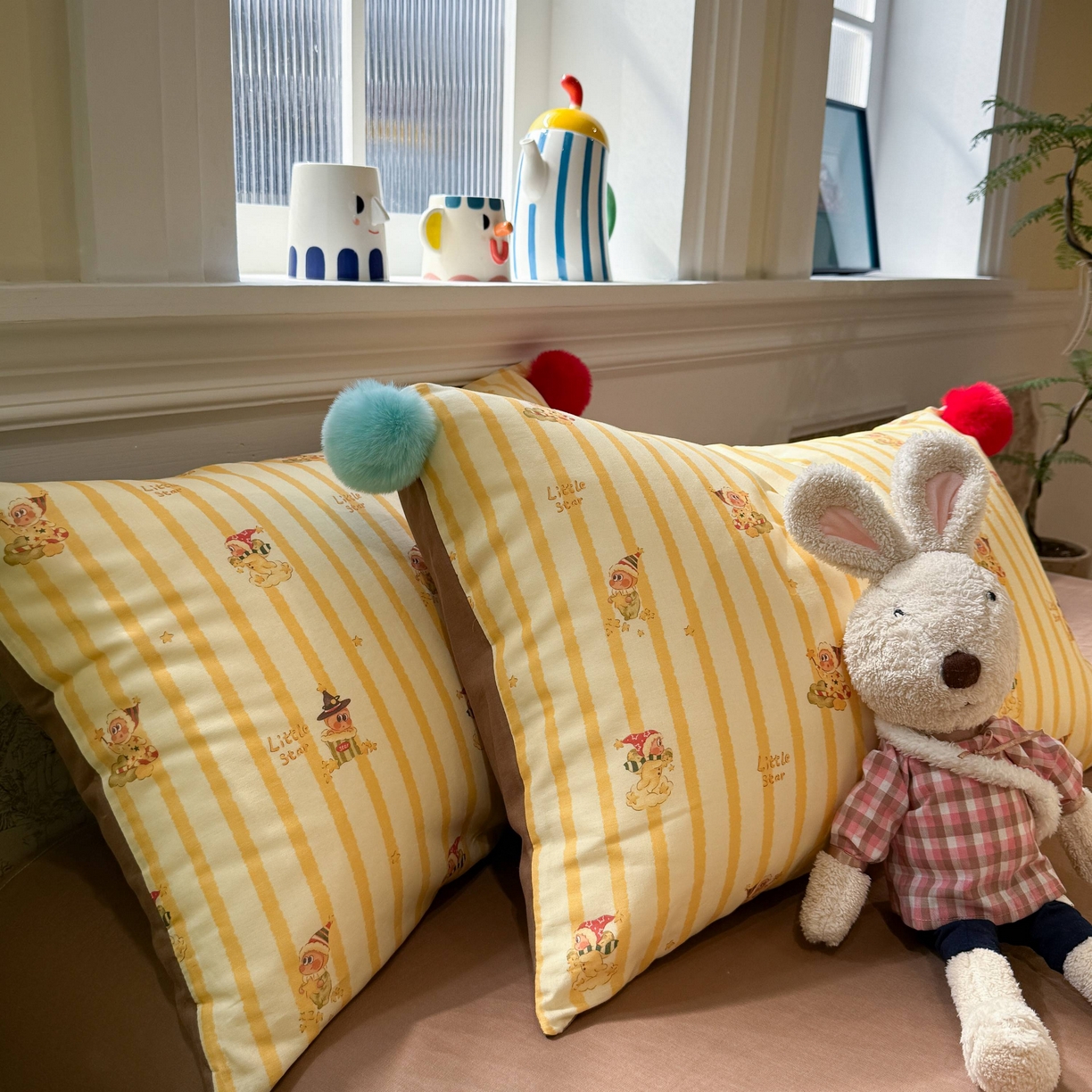 91家纺网 家纺一手货源 找家纺 呗旺鹿 2026新款全棉纯棉毛巾绣球球双层纱四件套 双层纱毛巾绣球球魔法星星