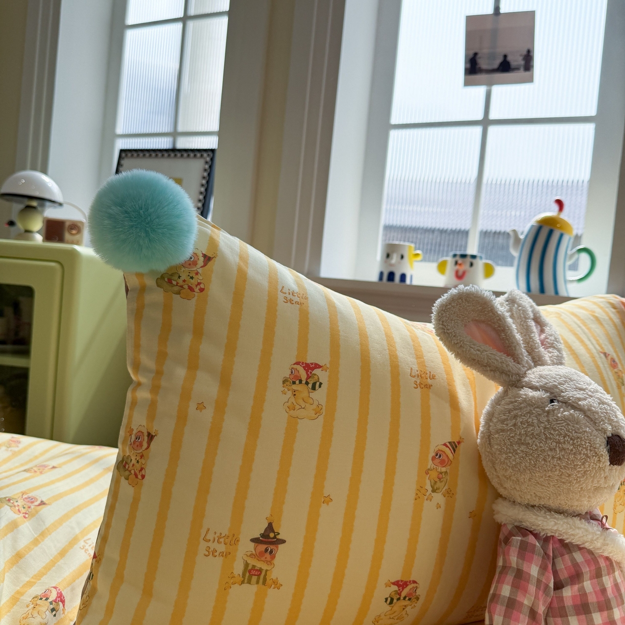 91家纺网 家纺一手货源 找家纺 呗旺鹿 2026新款全棉纯棉毛巾绣球球双层纱四件套 双层纱毛巾绣球球魔法星星