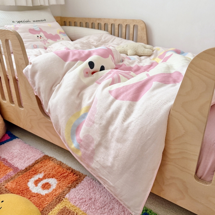 91家纺网 家纺一手货源 找家纺 （总）萌宝家纺 2026新款母婴A类全棉双层纱儿童被套纯棉纱布三件套