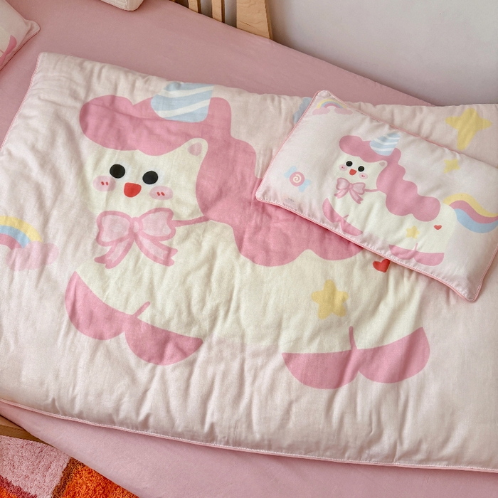 91家纺网 家纺一手货源 找家纺 （总）萌宝家纺 2026新款母婴A类全棉双层纱儿童被套纯棉纱布三件套