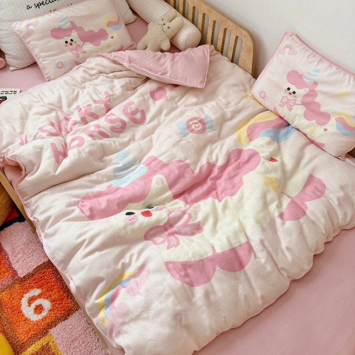 91家纺网 家纺一手货源 找家纺 （总）萌宝家纺 2026新款母婴A类全棉双层纱儿童被套纯棉纱布三件套