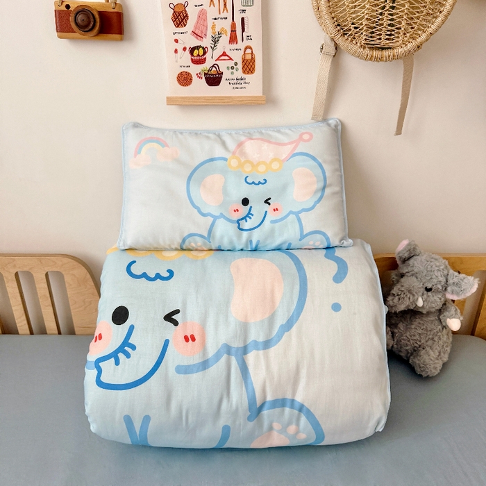 91家纺网 家纺一手货源 找家纺 （总）萌宝家纺 2026新款母婴A类全棉双层纱儿童被套纯棉纱布三件套